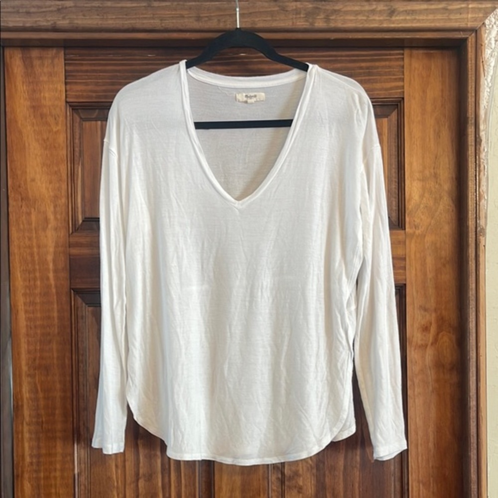 Madewell White Long Sleeve Relaxed Tee Medium